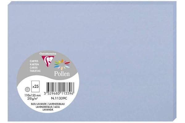 POLLEN Pqt de 25 Carte Simple 210g 110x155 bleu lavande