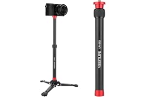 YUNIR Desktop-Stativ-Verlängerungsstange, LR-252 verstellbar 2 Abschnitte, ausziehbar 10,4 Zoll bis 17,3 Zoll Aluminiumlegierung, 1/4 Zoll & 3/8 Zoll Schraubschnittstelle, geeignet für Selfies,