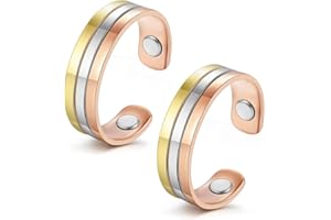 Vicmag Anneaux magnétiques en cuivre pour femmes et hommes ultra résistants 99,99 % cuivre pur solide taille réglable avec boîte cadeau