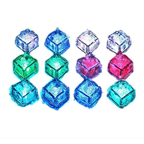 Gearmax® Wassertauch Dekorative LED Ice Cubes Quick Flashing LED Eiswürfel Schnelle Blinkenden Dekorative MultiColor Würfel – Set von 12 - 6