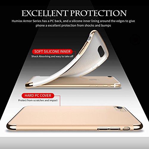 Humixx Funda iPhone 7  Anti-Rasgu  os Resistente Espalda Dura y Suave Interior de Silicona Carcasa Protectora 360 Grados Protecci  n H  brida de Ca  da Caso Antigolpes Case Cover para Apple iPhone 7