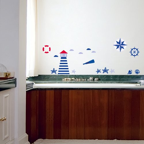 Wandkings Maritim Wandsticker Set, 17 Aufkleber, 2 DIN A4 Bögen, Gesamtfläche 60 x 20 cm - 4