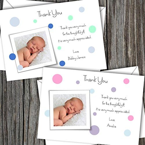 10 Personalised Baby Photo Thank You/Announcement/Christening Cards. Boy/Girl FREE DELIVERY (SBD 14)