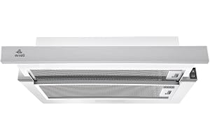 evvoli Under Cabinet Built-in Cooker Hood with 2Speed Exhaust Fan Slim Kitchen Over Stove Vent, Reusable Filter, LED Lights - EVBI-H60S, Silver