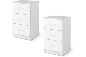 KOMFOTTEU Caisson de Bureau avec 3 Tiroirs, Petite Commode multifonctionnelle avec Tapis de Protection, Classeur de Dossiers avec Dispositif Anti-basculement, 37 x 34 x 66,5 cm (Lot de 2, Blanc)