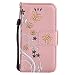 Produktbild Nancen Tasche Hülle für,Apple iPhone 5 Hülle,Apple iPhone 5 / 5S / SE (4 Zoll) Leder Wallet Tasche Brieftasche Schutzhülle, Nancen Prägung Schmetterling Muster PU Leder Handytasche im Bookstyle Stand Funktion Kartenfächer Magnet Etui Schale