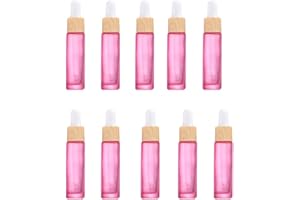YORROR Confezione da 10 flaconi contagocce da 10 ml, in vetro spesso smerigliato, vuoti, ricaricabili, con contagocce in vetro, per oli da massaggio, aromaterapia, profumi, liquidi cosmetici (rosa)