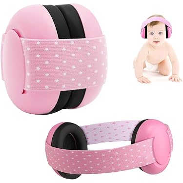 Bravekoi Casco Antirumore Bambino Set Di 2, Facilmente Regolabile Pieghevole, Per Autismo, ADHD, Fuochi D'artificio, Concerto (Rosa - 8