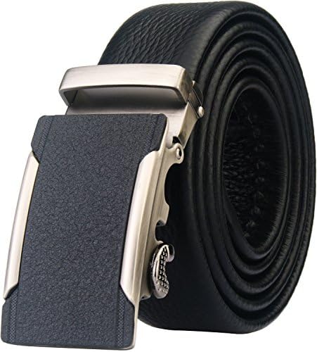 Blasea New Style Automatic Buckle Genuine Leather Belts for Men 1616 Black 115cm