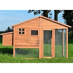 Zooprimus ❤ Poulailler en bois pour jardin extérieure 5 poules Cage Canard 2 perchoir Nichoir 190 x 67 x 117 cm Poulailler de luxe 143