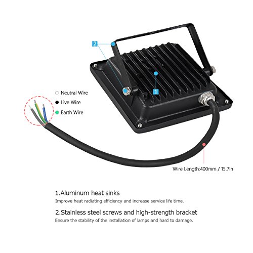 MeiKee 10W Ultrahelles LED Fluter, ersetzt einer 60W Halogenlampe, wasserdicht, 700lm, Warmweiß, LED Flutlicht, LED Außenleuchten, LED Flutlichtstrahler, LED Strahler, LED Scheinwerfer - 4