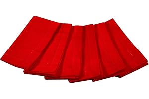 LINEN CLUBS 6pk, Slub Textured, 100% cotton dinner napkins with hemstitched and Mitered corner finish, 18"X18" in Red colour