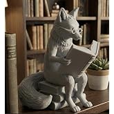 Bilgin Tilki Dekoratif Biblo - Kitap Okuyan Tilki Heykelciği - K&uuml;t&uuml;phane ve Masa Aksesuarı/The Scholarly Fox - Reading Compan