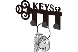 DELORIGIN Key Holder for Wall, Mini Black Iron Key Hooks Wall Mounted Keys Word Key Rack with 3 Hooks, Small Key Hangers House Key Holder for Keys Bag Dog Leash Storage Wall Decorative Entryway