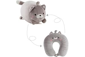 ‎KRAEOKE Kraeoke Nackenhörnchen 2 in 1 U-Form Nackenkissen Kopfkissen Nackenstützkissen Nackenstützen, Verformung Nackenhörnchen für Camping, Wandern, Auto, Flugzeug