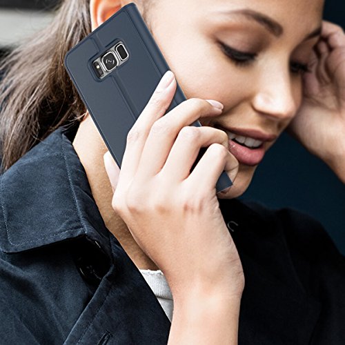 Moonmini Samsung Galaxy S8 Lederklapp hülle Case Bookstyle Klapphülle Wallet Tasche Flip Tasche mit Kartenfach und Ständer Anti-Rutsch Stoßfest handyhüllen für Samsung Galaxy S8 2017 (Blau) - 7
