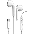Moxedo Wired Stereo Earphone Type-C Connector headset with In-Line Remote, Built-in Microphone Compatible for iPhone 16 & iPhone 15 series/iPads/Samsung Galaxy S24/ HUAWEI Pura/Mate XT (White)