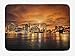 Produktbild WYICPLO Cityscape Bath Mat, Manhattan at Sunset New York from Brooklyn Reflections Seaport Scenery Print, Plush Bathroom Decor Mat with Non Slip Backing, 23.6 W X 15.7 W Inches, Orange Black