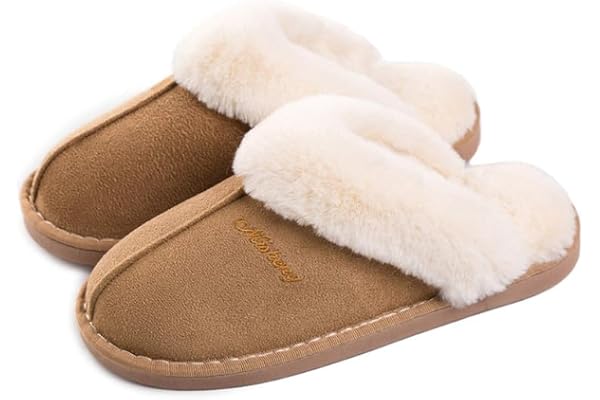 Misolin Chaussons Hommes Femmes Maison Mémoire Mousse Bois Plancher Faux Daim à Fourrure Mules Automne Hiver Intérieur/extérieur