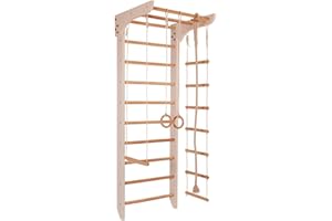 SPORTBABY Turnwand Gym Klettergerüst Kinder-2-220-Weiß Sportgerät, Kletterwand, Holz, Turnwand, Sprossenwand