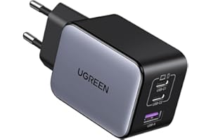 UGREEN Nexode X Cargador 65W USB C GAN, Alimentador Type C Compatible con Samsung Galaxy S24/ S23 Ultra, MacBook, iPhone 16/15/14/13/12, Lenovo, ASUS, iPad Pro/Air, Steam Deck
