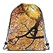 Produktbild Jiger Drawstring Tote Bag Gym Bags Storage Backpack, Sun Through Leaf Golden Yellow Vivid October Foliage Harvest Serene Paradise Photo Art,Very Strong Premium Quality Gym Bag for Adults & Children
