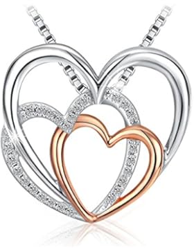 J.Rosée® Kette Damen Halskette Anhänger Schmuck 925er Sterling Silber Roségold 5A Zirkonia 