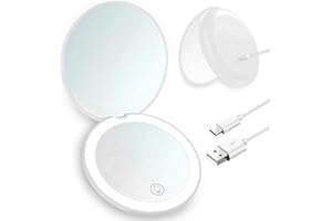 Giazee Magnifying Mirror, Dimmable Compact Mirror With Light Rechargeable 1X/10X Travel Mirror Portable Small Travel Compact Mirror Led Pocket Mirror For Handbag Purse