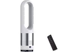 JT2D-Ventilador calefactor torre sin aspas,purificador aire 10 velocidades,refrigerador multiplicador aire para dormitorio,control remoto de 6 m,sensación de viento de 8 velocidades y temporizador 8h