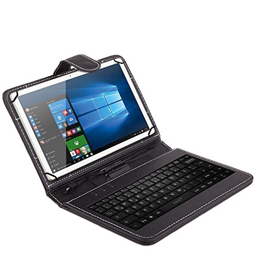 NAUC® – Funda con teclado para Alcatel One Touch Pixi 3 de 10 pulgadas, 3G, teclado QWERTZ, función atril, micro USB