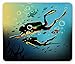 Produktbild WYICPLO Scuba Mouse Pad, Colorful Diving Silhouettes Exploring The Depths of The Ocean Tropical Watersport, Standard Size Rectangle Non-Slip Rubber Mousepad, Multicolor
