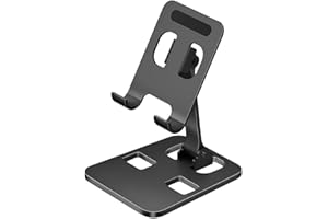 JXPXJMY Aleación de Aluminio Smartphone Soporte de Escritorio,Soporte Universal Ajustable para iPhone Huawei Galaxy y Muchos Otros Sólo los Teléfonos Móviles y Tabletas (Negro)