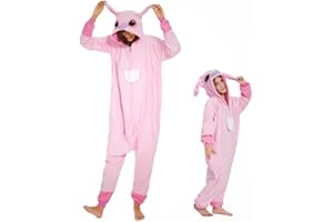 RandWind Pyjamas Onesies Cosplay Unisexe Animaux Halloween Costume Combinaison(PinkStitch-M)