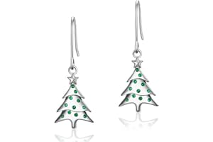 SFONI Sterling Silver Drop Earrings for Women Girls - Silver Dangle Earring with Cubic Zirconia, Hypoallergenic Christmas Earrings Birthday Jewellery Gifts with Box