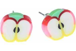 Boucles d'oreille de pomme Miniblings fruits fruit jaune pomme rouge - Boucles d'oreille bijoux de mode main je branche Boucles d'oreille