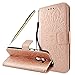Produktbild Fraelc® Huawei Honor 6X Hülle Premium Kunstleder Tasche im Bookstyle Klapphülle mit Weiche Silikon Handyhalter Lederhülle für Huawei Honor 6X Indische Sonne Design Brieftasche - Rose Gold