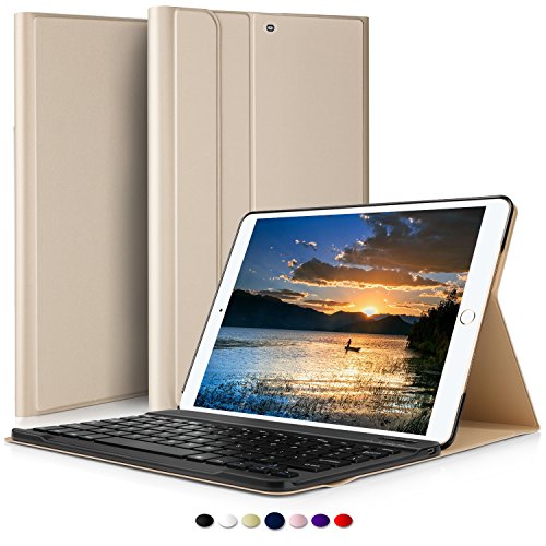 IVSO iPad Pro 10.5 QWERTZ Tastatur, Abnehmbare Wireless Bluetooth Tastatur Schutzhülle mit Standfunction Für Apple iPad Pro 10.5 Tablet, Gold - 6