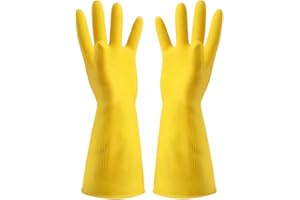 YUTTTPL 2 Paar Gummi Reinigungs Handschuhe, wiederverwendbare Haushalts Handschuhe ohne Latex wasserdicht rutschfest und hautfreundlich Weiche Spülhandschuhe für Küche Geschirrspül und Bad (B)