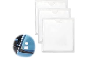 TYVOM 3 Pack Disc Holder Parking Permit Holder Car Tax Disc Holders, Clear Self Adhesive Car Permit Card Holders Windscreen Card Holder for Car Van Caravan Windscreen(10.5X10.5CM)