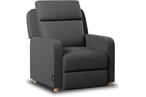 Nalui - Sillón Relax Reclinable One Fabric (77x87x95cm) con Apertura Push Manual y Estructura Reforzada. Sillón para el Salón Tapizado en Tela con Reclinación 160º Gris Marengo