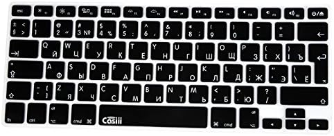 Casiii Russian English Ultrathin Silicone MacBook Keyboard Cover for Macbook, Macbook Pro, Macbook Air, and iMac, 13, 15, and 17 Inch, With/Without Retina Display (Black)
