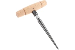 Alnicov Alésoir conique en bois à main avec poignée en T, 4 chanfreins cannelés, outil de coupe pour guitare