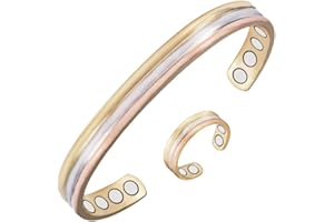 ‎YINOX YINOX Magnetische Kupfer Armbänder Ring Set für Frauen Damen Arthritis Kleine mit Magneten Tri Ton 6,5 '' Schmuck (CPB-0945SRG CPR-0013)…