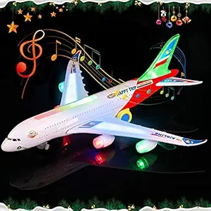 A380 Battery Operated Plane Toy with Music and Led Multicolor Lights Auto Rotating Plane with Real Jet Sound Air Plane Toys and Games for Kids Musical Toy with Flashing Lights