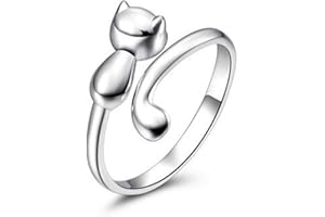 PULABO Personalità Creativo Carino Gatto Anello Kitting Anello Gemma Ragazza Stile 1 Confortevole ed Ecologico, Argento