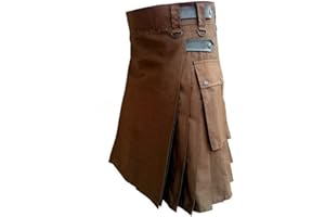 ZDSUHYIW Herren Schottischer Kilt Mittelalter Vintage Kiltie Taschenröcke Individualität Schottenkilt Goth Mode Schottenrock Hohe Taille Faltenröcke