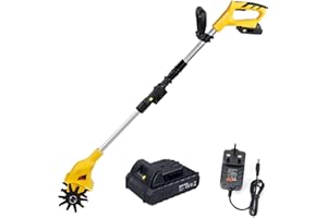 King showden Cordless Garden Tiller Rotavator with Rechargeable Battery and Charger Tillage Depth 6.3in, Cultivated Land Width 3.9in, Adjustable Cultivator for the Garden, Vegetable Plots