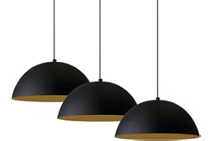 bamyum 3 pz Lampada Appesa E27 Lampadari Industriale 26 cm Lampada da Soffitto a Sospensione Illuminazione Diametro Industriale Plafoniera Lampada a Sospensione in Metallo Plafoniera - Nero
