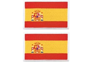 LJFEA 2 Stücke Spanien Flaggen Patch Gestickt Abzeichen mit Klett Deutsch Applikationen für Kleidung Taschen Rucksack Uniform Weste Hundegeschirr Militär Taktisch Draussen Jersey