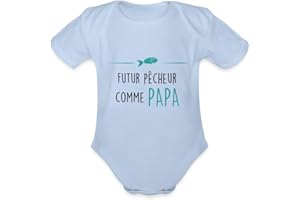 Spreadshirt Futur Pêcheur comme Papa Cadeau Body Bébé Bio Manches Courtes